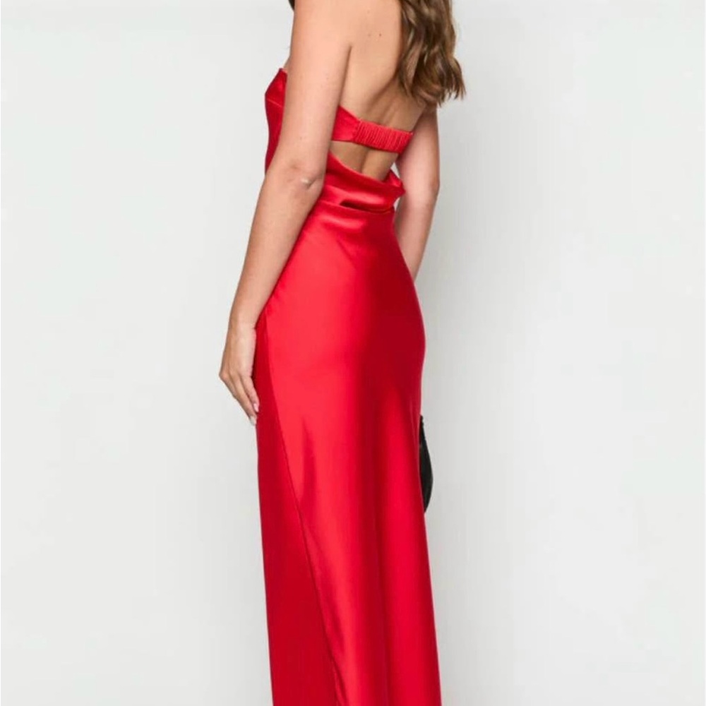 Beginning Boutique Cassander Red Strapless Maxi Dress Sz 4 EUC LIKE NEW!! - Picture 3 of 9